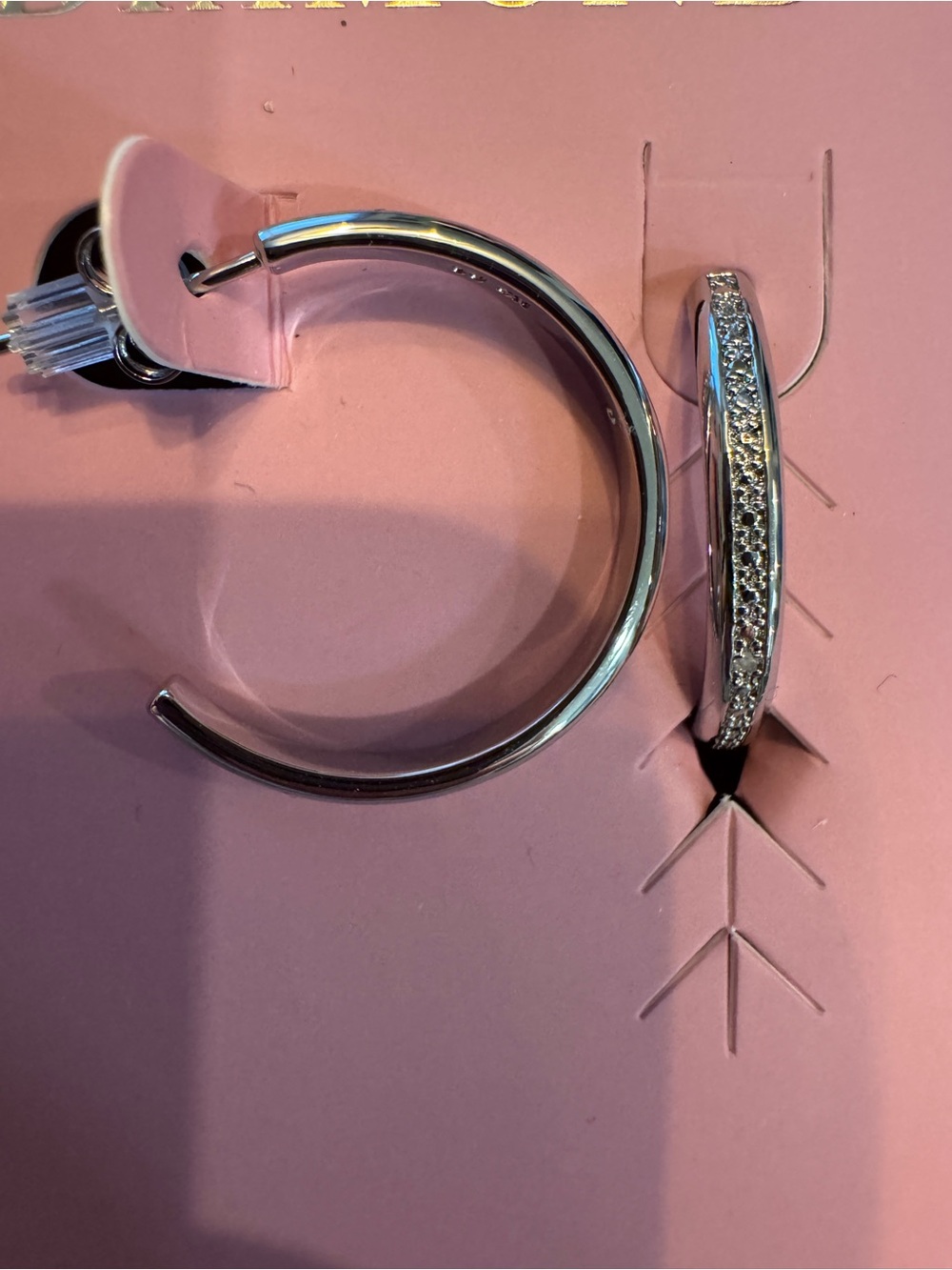Forever Radiant Fine Silver Plated Post Hoop Earrings with Real Diamond Accent